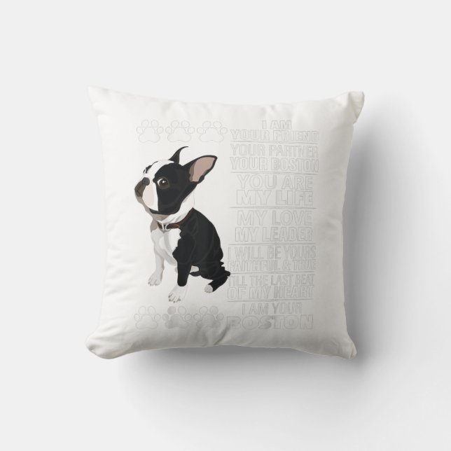 Jag är din vän din partner din Boston Terrier Kudde (Framsida)