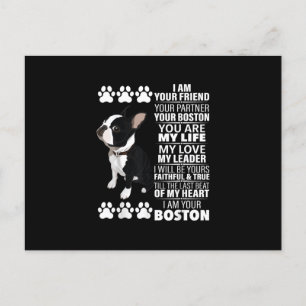 Jag är din vän din partner din Boston Terrier Meddelande Vykort