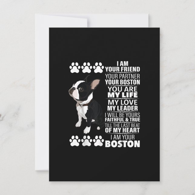 Jag är din vän din partner din Boston Terrier Tack Kort (Framsida)