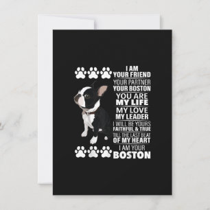 Jag är din vän din partner din Boston Terrier Tack Kort