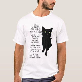 Jag är din vän din partner din svarta katt t shirt