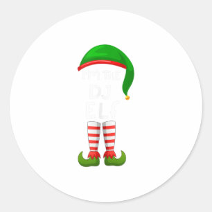 Jag är DJ Elf Funny Elf Family Match Runt Klistermärke