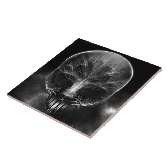 Jag är Doom Fractal Skull Kakelplatta (Sidan)