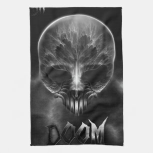 Jag är Doom Fractal Skull Kökshandduk