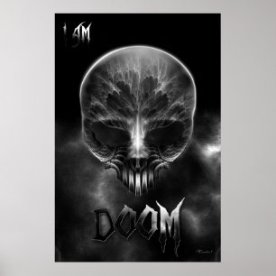 Jag är Doom Fractal Skull Poster