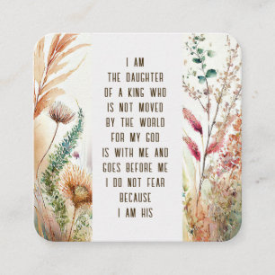 Jag är dotter till en Kung-kristen Faith Quote Fyrkantigt Visitkort