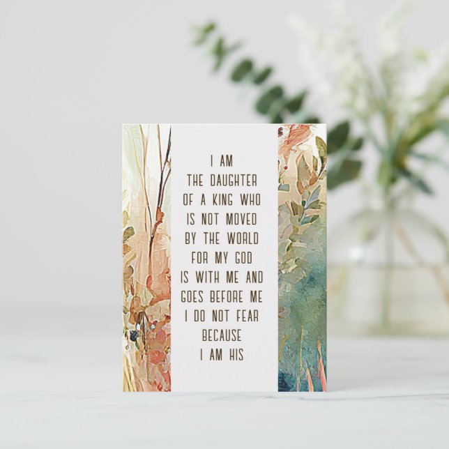 Jag är dotter till en Kung-kristen Faith Quote Vykort (Stående Fram)