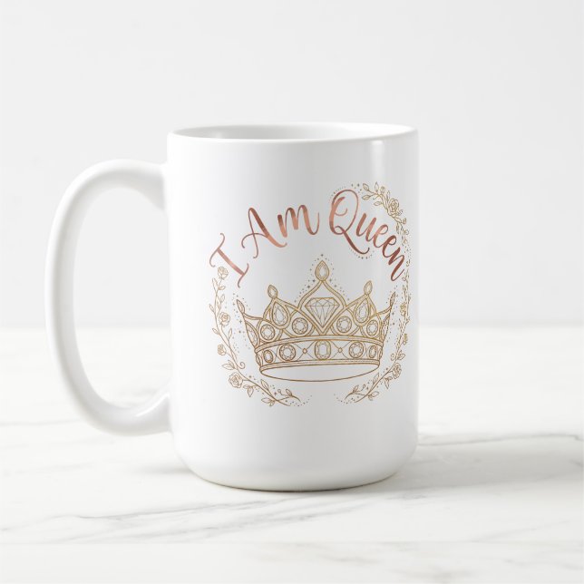 Jag Är Drottning Rose Guld Krona Blomsterkrans | M Kaffemugg (Vänster)