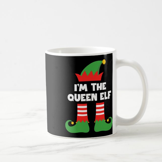 Jag är drottningen Elf Funny Julafton Matching Fam Kaffemugg (Höger)