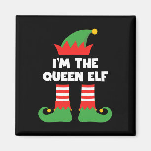 Jag är drottningen Elf Funny Julafton Matching Fam Magnet