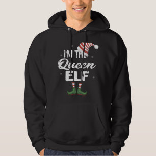 Jag är drottningen Elf-julen Kväll Julafton Elf Sq Hoodie