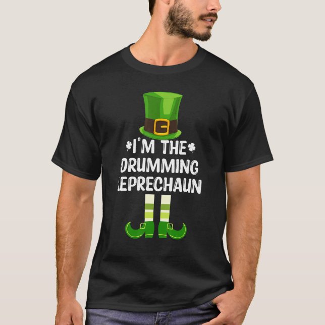 Jag är Drumming Leprechaun Funny St patricks day T Shirt (Framsida)