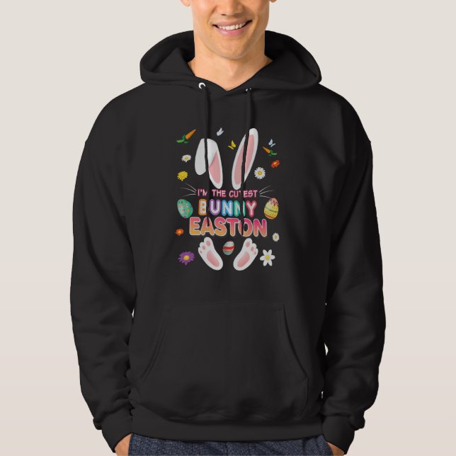 Jag är Easton Bunny Påsk Day Egg Hunt Teacher L Hoodie (Framsida)