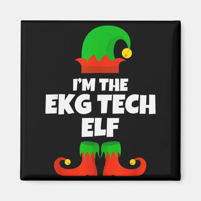Jag är Ekg Tech Elf Familj Pyjamas Jul Elektrokard Magnet (Framsidan)