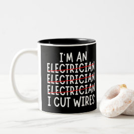 Jag är elektriker och skär två-tonkaffe Mugg