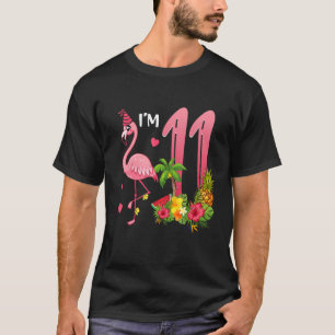 Jag är elva år gammal Flamingo Tropical Theme 11:e T Shirt