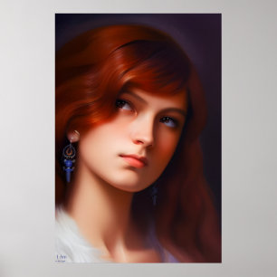 Jag är - Emotitive AI Fantasy Art Porträtt Print Poster
