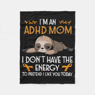 Jag är en Adhd Mamma Awareness Orange Ribbon Sloth Fleecefilt