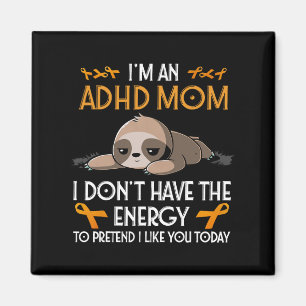 Jag är en Adhd Mamma Awareness Orange Ribbon Sloth Magnet