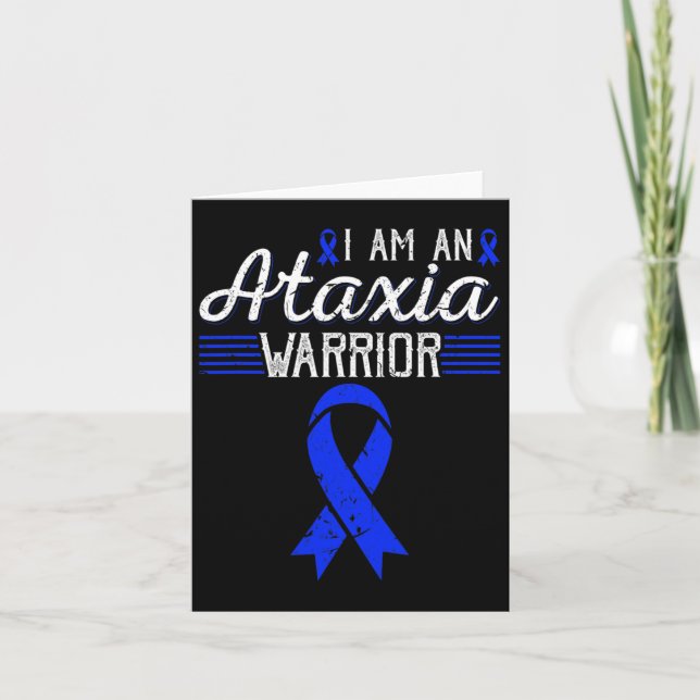 Jag är en Ataxi Warrior Blue Ribbon Awareness Kort (Framsida)