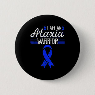 Jag är en Ataxi Warrior Blue Ribbon Awareness T-Sh Knapp