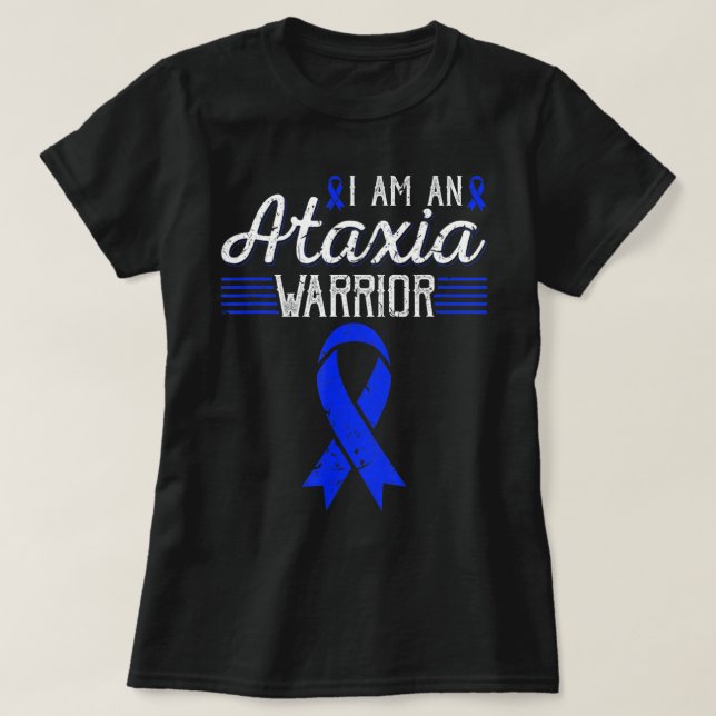 Jag är en Ataxi Warrior Blue Ribbon Awareness T-Sh T Shirt (Design framsida)