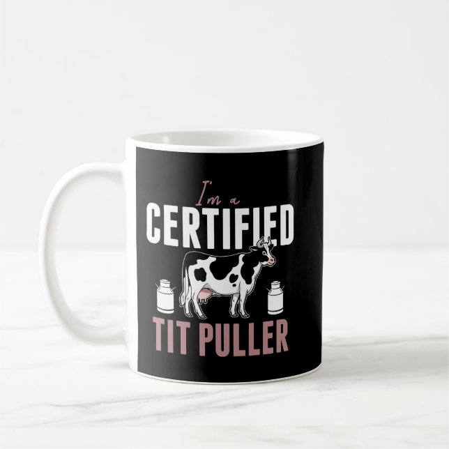 Jag är en auktoriserad tit pulle Funny Farmer Kaffemugg (Vänster)