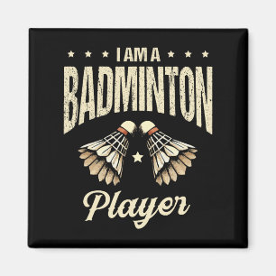 Jag är en badminton-spelarknapp 1 magnet