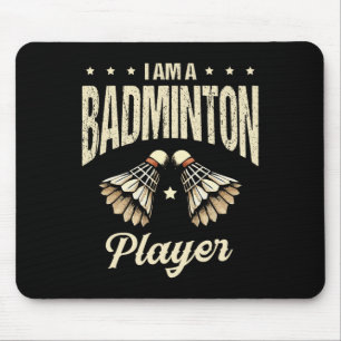 Jag är en badminton-spelarknapp 1 musmatta