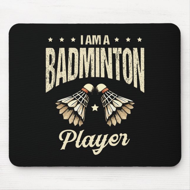 Jag är en badminton-spelarknapp 1 musmatta (Framsidan)