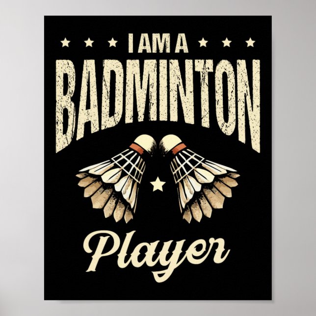 Jag är en badminton-spelarknapp 1 poster (Framsidan)
