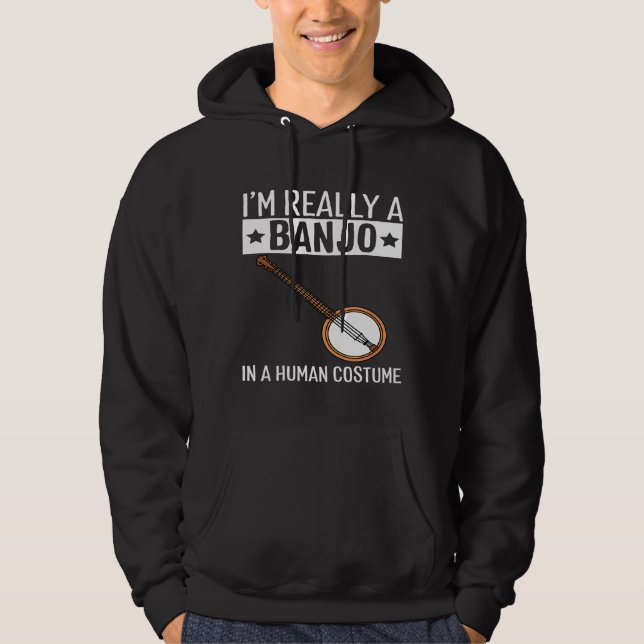 Jag är en banjo i en mänsklig dräkt Halloween Musi Hoodie (Framsida)