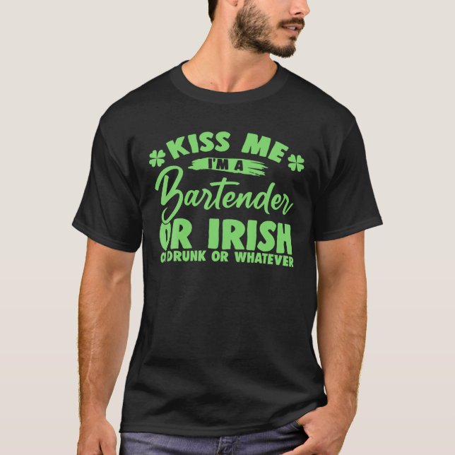 Jag är en bartender eller irländare eller en skurk t shirt (Framsida)