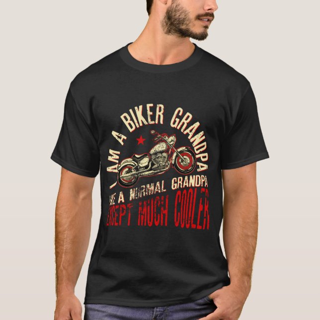 Jag är en Biker GrandPa som en vanlig morfar T-shirt (Framsida)