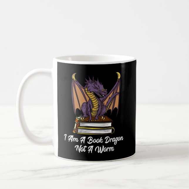 Jag är en Bok-drake, inte en Mask-läsande Fantasy  Kaffemugg (Vänster)