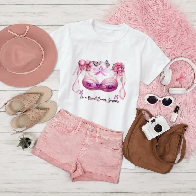 Jag är en Bröstcancer överlevande Rosa Ribbon T Shirt (Skapare uppladdad)