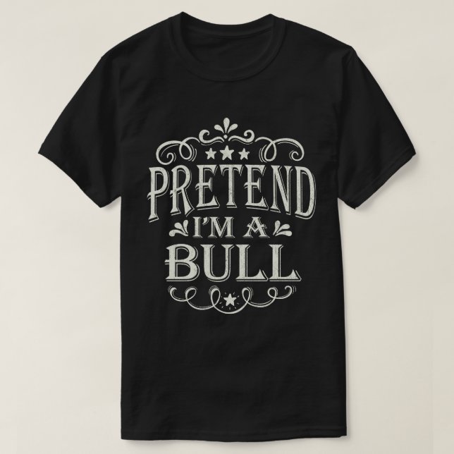 Jag är en Bull Lazy Easy Costume Halloween T Shirt (Design framsida)