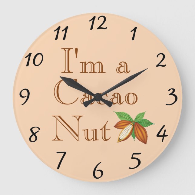 Jag är en Cacao Nöt Wall Clock Stor Klocka (Framsida)