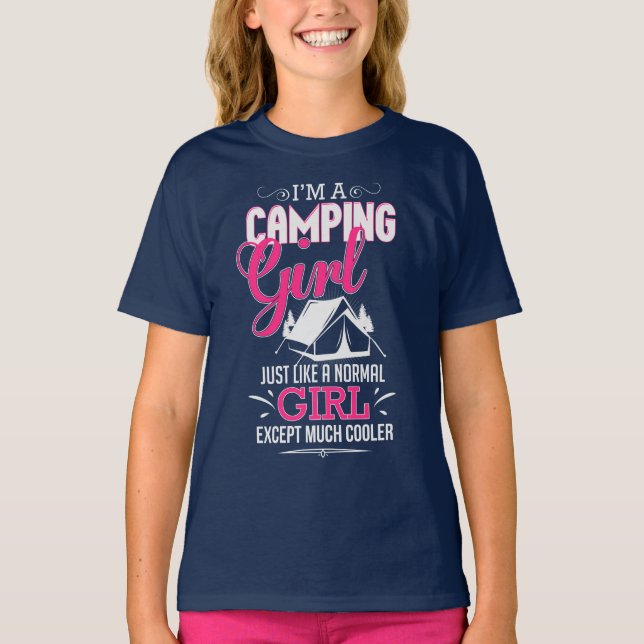 Jag är en Camping Girl Funny Coola Tält Camper T-shirt (Framsida)