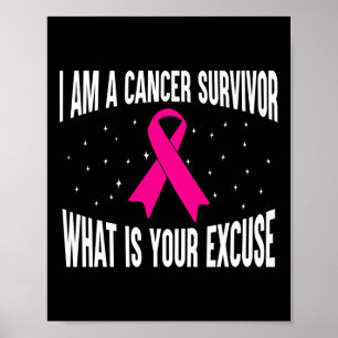 Jag är en canceröverlevande Rosa Ribbon Breast Can Poster