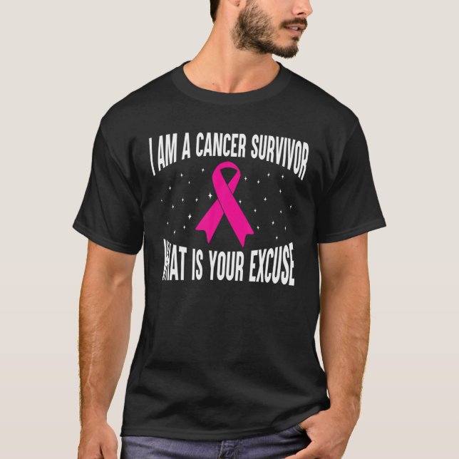 Jag är en canceröverlevande Rosa Ribbon Breast Can T Shirt (Framsida)