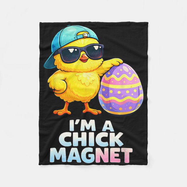 Jag är en chick magnet Rolig påsk kycklinging pun  Fleecefilt (Framsidan)