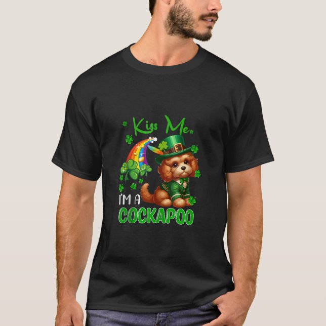 Jag är en Cockapoo St Patrick-Day Shamrocks Rainbo T Shirt (Framsida)