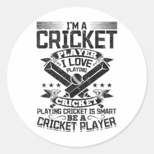 Jag är en cricket-spelare jag älskar att spela cri runt klistermärke