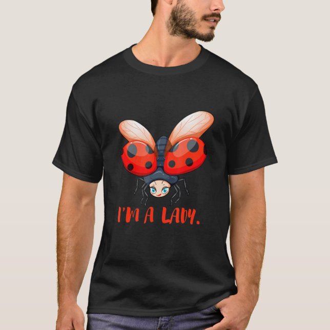 Jag är en dam Sweet ladybug-skalbagge T Shirt (Framsida)