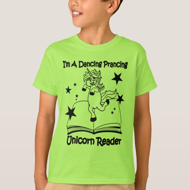 Jag är en dansande prancing Unicorn Reader T-Shirt (Framsida)