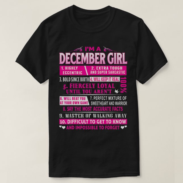 Jag är en decemberflicka i december t shirt (Design framsida)