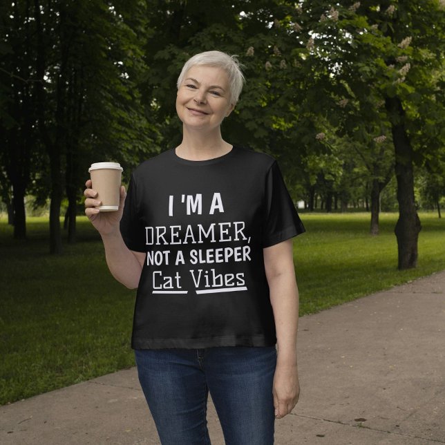 Jag är en Dreamer Personlig Cat Quote Women Black T Shirt (Skapare uppladdad)