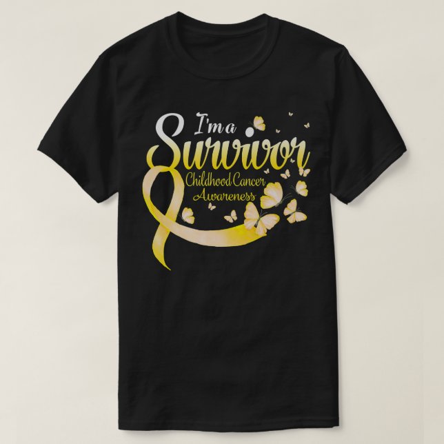 Jag är en efterlevande barncancermedvetandegrad t shirt (Design framsida)