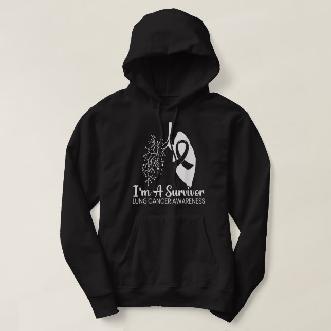 Jag är en efterlevande Lung Cancer Awareness Month Hoodie (Design framsida)